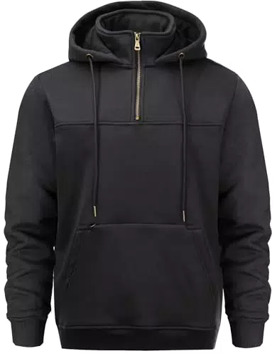 Peakwell Herren Kapuzenpullover Warme Pullover 1/4 Hoodies Sweatshirts mit versteckter Tasche Langarm Pulli