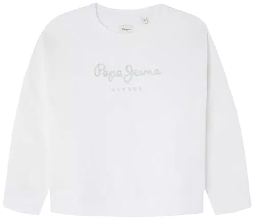 Pepe Jeans Mädchen Winter Rose Sweatshirt, White, 4 Jahre