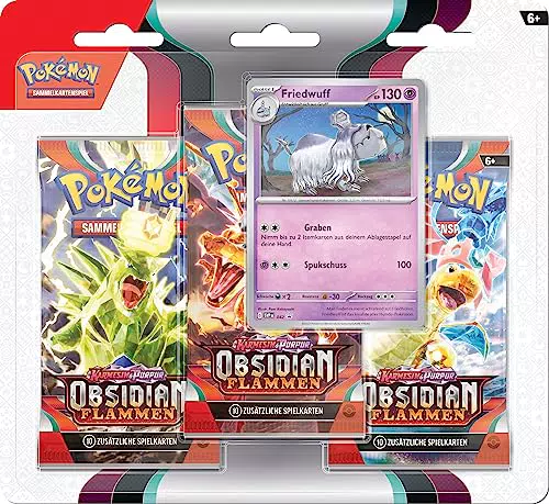 Pokémon-Sammelkartenspiel: 3er-Pack Karmesin & Purpur Obsidianflammen