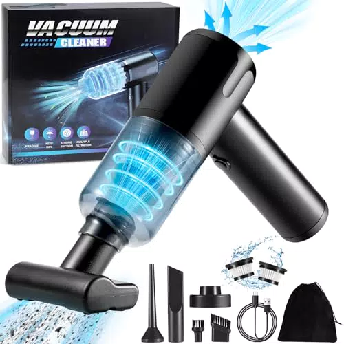 Pourbibi Handstaubsauger, 12000Pa Handstaubsauger Akku Kabellos Nass&Trocken mit 2 Waschbar HEPA-Filter