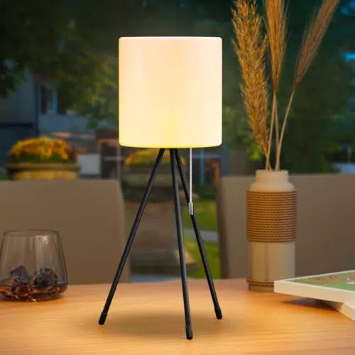 POWERBEAUTY Outdoor Tischlampe, Dimmbar Warmweiß Tischleuchte mit RGB LED Aufladbar Tischlampe Kabellos IP44 Wasserdicht Kleine Standlampe für Terrassen Garten Wohnzimmer