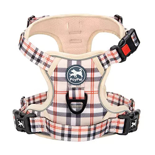 PoyPet Keine Pull Hundegeschirr Front Reflektierende Pet Weste für Hunde mit Einfache Kontrolle Griff und Rückseite perfekt für den täglichen Training