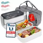 Premium Lunchbox Erwachsene und Kinder inkl. Tragetasche und Besteck Bento box Edelstahl mit Fächern Brotdose Kindergarten Lunch Jausenbox Brotdosen Bananenbox