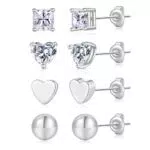 PRETOLE Sterling Silber Ohrstecker, Sterling Silber Ohrringe 925 Silber Diamant Ohrstecker Hypoallergen Weißvergoldet Ohrstecker Set Cubic Zirkonia Ohrstecker für Frauen