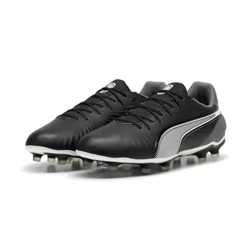 PUMA Unisex King Match FG/AG Soccer Shoe, White-Bluemazing-Flat Light Gray