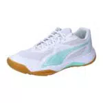 PUMA Unisex Solarflash III W+ Indoor Court Shoe, White-Electric Peppermint