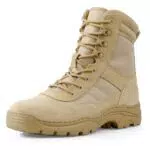 QUNLON Springerstiefel Militärstiefel Zipper Einsatzstiefel Herren Bundeswehr Stiefel Atmungsaktiv Kampfstiefel Tactical Combat Boots Sand 44EU