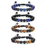 RANKEEF Perlenarmband Herren, Verstellbares Stretch-Armband aus Kristallperlen
