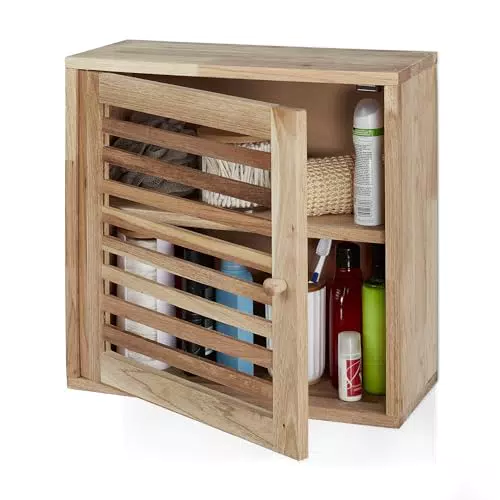 Relaxdays Wandschrank, Walnuss, 2 Fächer, Magnetverschluss