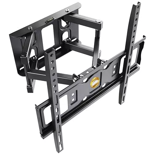 RICOO TV Wandhalterung Fernseher Halterung Fernsehhalterung Schwenkbar Neigbar für 32-55 Zoll Universal Schwenkarm für Wand S5244 Fernseh-Arm bis 50 Kg Flach & Curved & VESA 400 x 400 mm
