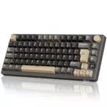 RK ROYAL KLUDGE M75 Gaming Tastatur kabellos 75% Prozent TKL Mechanische Tastatur RGB Wireless/Bluetooth/USB-C QWERTZ mit OLED-Smart-Display und Knopf Hot Swappable Roter Schalter
