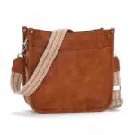 RQJZ Umhängetasche damen mittelgroß bags for women damen-schultertaschen damenhandtasche mit Breitem Gurt & Mehreren Fächern für den Alltag Retro-Braun
