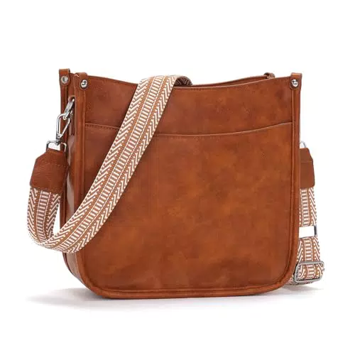 RQJZ Umhängetasche damen mittelgroß bags for women damen-schultertaschen damenhandtasche mit Breitem Gurt & Mehreren Fächern für den Alltag Retro-Braun