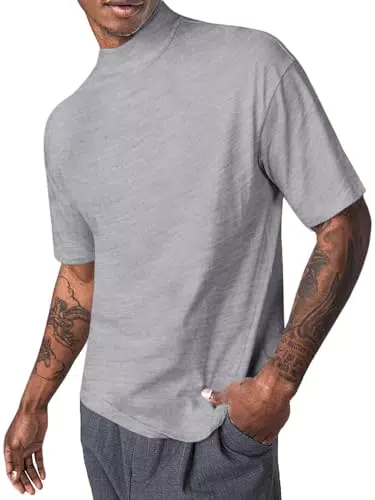 Runcati T-Shirts für Herren Kurzarm Baumwolle Basic Unterhemd Relaxed Fit Leichte Solid Pullover Tops Grau XX-Groß