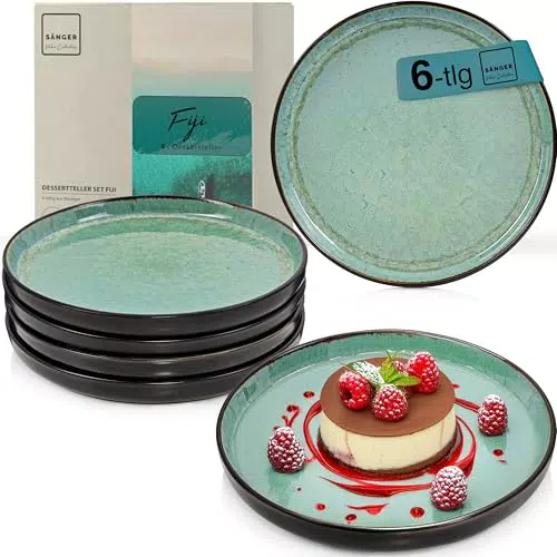 Sänger Fiji, Dessertteller 6 teilig, Steingut Teller Set 6 Personen