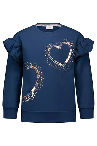 SALT AND PEPPER Mädchen Sweatshirt mit Rüschchen und Herzen aus Pailletten