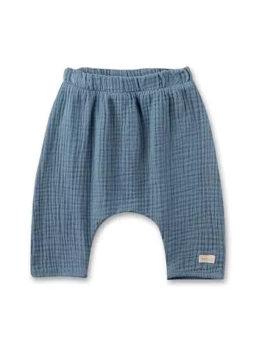 Sanetta Newborn-Hose Blau aus Musselin, Praktische und Bequeme Mousselin-Hose aus Bio-Baumwolle für Jungen. Baby Bekleidung 056