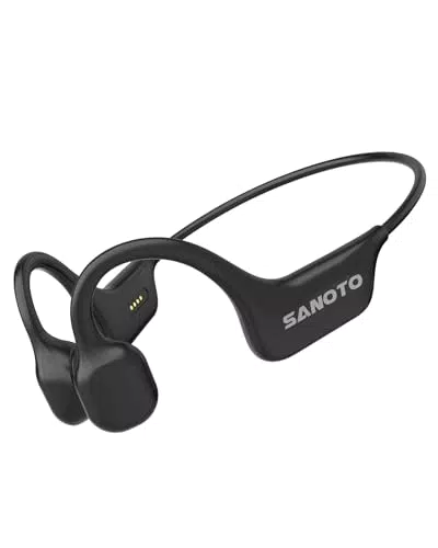 SANOTO Knochenschall Kopfhörer, Open Ear Bluetooth 5.0 Kopfhörer Sport Bone Conduction Kabellos IPX7 wasserdichte Schweißfeste Sportkopfhörer Fahrrad Radfahren