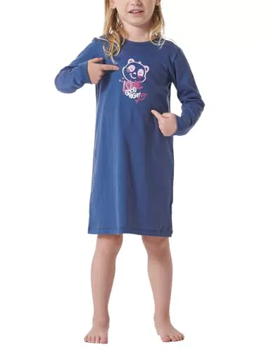Schiesser Mädchen Langarm-Girls World Nachthemd, blau_181820