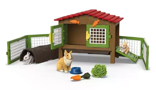 schleich FARM WORLD, Kaninchenstall 42728, Set aus 3 Kaninchen