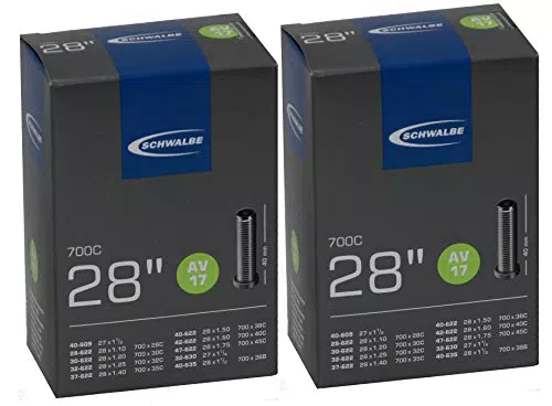 Schwalbe Unisex-Adult AV17 Inner Tube, Schwarz, 28 & quot; 2er Set