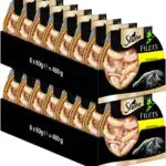 SHEBA Filets - Feinstes Katzennassfutter - 16 x 60g Schalen - mit Huhn - Nassfutter für Katzen - Großpackung
