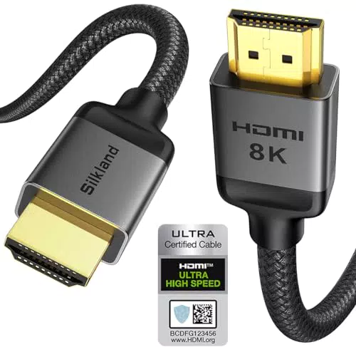 Silkland 10K 8K HDMI 2.1 Kabel 2m, Zertifiziertes HDMIKabel 4K@144Hz/120Hz 8K@60Hz
