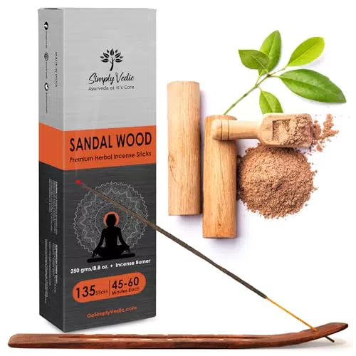 Simply Vedic Sandelholz-Räucherstäbchen 250 g, Hochwertige handgefertigte & energetisierende Vibrationen