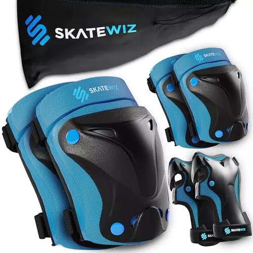 SKATEWIZ Knieschoner Kinder, Schoner Inliner Kinder - Protektoren Kinder - Schützer Inliner Kinder - Knieschützer Kinder