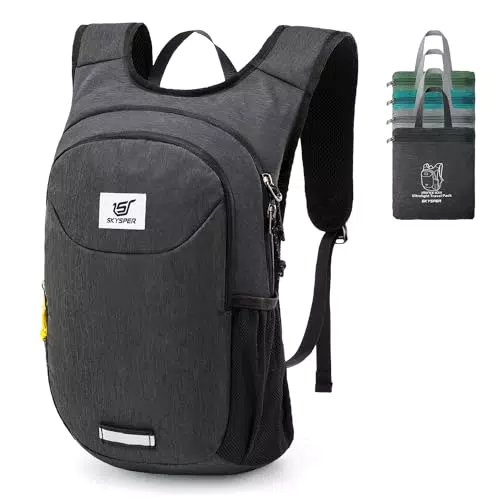 SKYSPER Faltbarer Rucksack 10L Ultraleicht Tagesrucksack Daypack Wanderrucksack Klein Outdoorrucksack mit Reflexstreifen für Wandern Reisen Sport