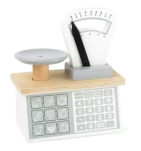 Small Foot Waage aus Holz, mit Waagschale und beweglichem Gewichtszeiger