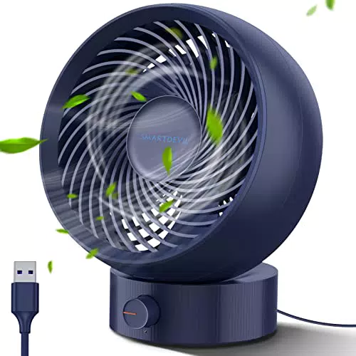 SMARTDEVIL USB Ventilator, Mini Ventilator Klein Leise Tischventilator Stufenlose Geschwindigkeit 20 ° Einstellen
