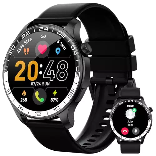 Smartwatch Herren, 1.43″ AMOLED-Display Touch Smart Watch mit Bluetooth-Anrufe