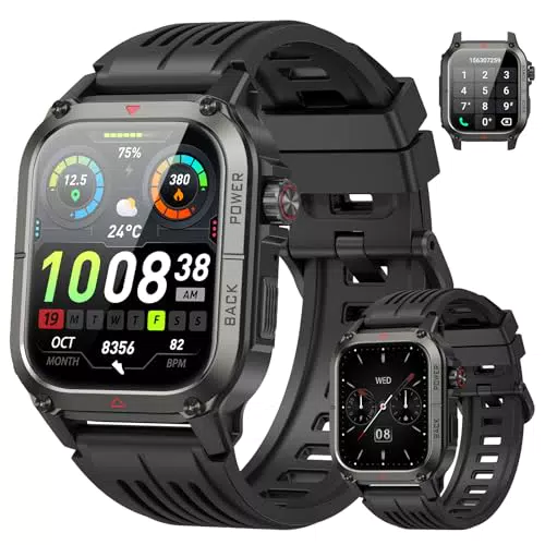 Smartwatch Herren Militär, 1.91" HD Smart Watch Herren mit Herzfrequenz/Schrittzähler/Schlafmonitor