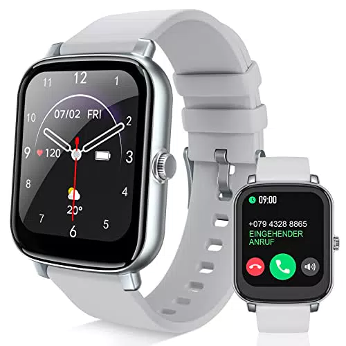 Smartwatch mit Telefonfunktion Funktion, 1.7" Touchscreen Schrittzähler Uhr Herren Damen