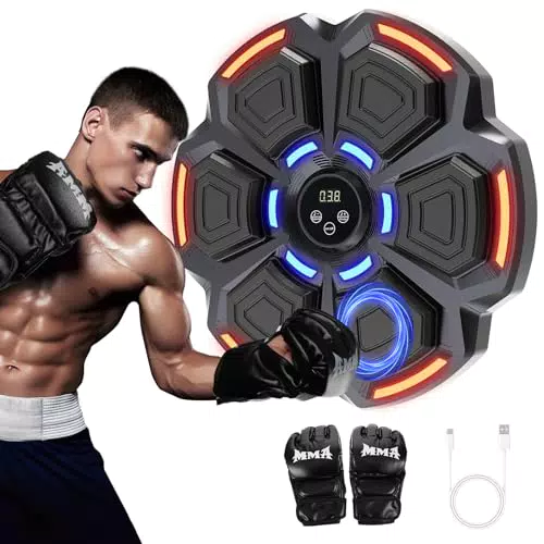 snawowo Music Boxing Machine für Erwachsene - LED Licht Bluetooth Musikboxing Maschine mit Boxhandschuhen Elektronische Boxmaschine mit Musik Boxen mit 9 Geschwindigkeitsmodi und Zählmodus