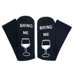 Snocks 2x Bring mir Wein Socken Herren ABS Socken Anti-Rutsch Socken 2x Blau Größe 43-46 Bring me Wine Socken Herren Geschenk Stoppersocken Noppensocken Haussocken