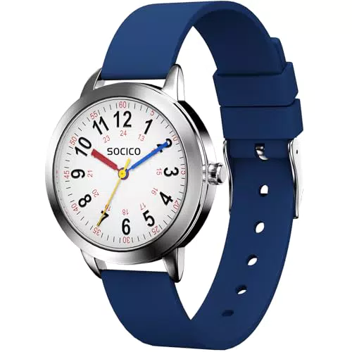 SOCICO Lernuhr Kinder Armbanduhr, 3ATM/30M wasserdichte Kinderuhr für Jungen Mädchen
