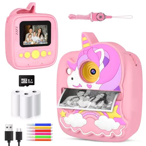 Sofortbildkamera Kinder, Kinderkamera, 48MP &1080P Bildschirm Digitalkamera Kinder mit 32GB TF Karte