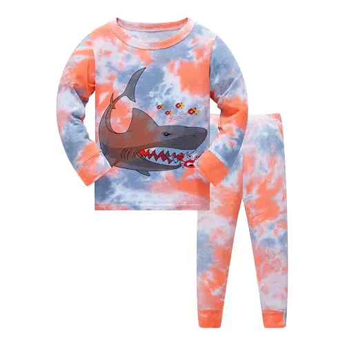 SOIBEEN Mädchen Pyjama Set Tie-Dye Pyjama 100% Baumwolle Nachtwäsche Langarm PJs Kleidung 2-teiliges Set