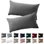 Soifox Kissenbezug 40 x 80 2er Set - Kopfkissenbezug 40x80 Anthrazit 100% Mikrofaser bügelfrei & knitterfrei mit Reißverschluss