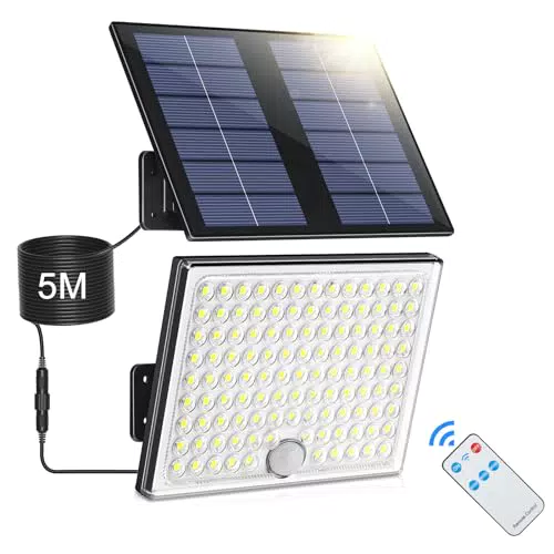Solarlampen mit Fernbedienung und Bewegungsmelder, IP65 wasserdicht für Garten