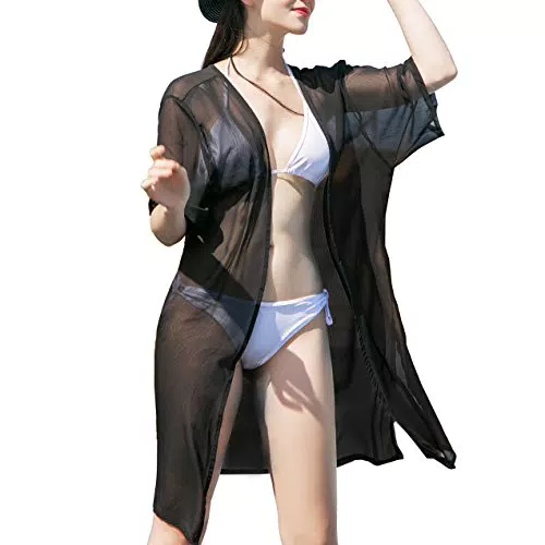 Sommer Chiffon Solide Pareos für Frauen, Damen Sehen Durch Strand Kimono Cardigan Cover up Sommerkleider für Bikini