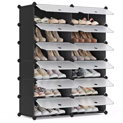 SONGMICS Schuhregal aus Kunststoff, Regalsystem, Steckregal