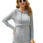 Sosolism Stillpullover Langarm Still Oberteil Winter Stillmode Lose Bequem Stilltops Freizeit Schwangerschaft Sweatshirt mit Tasche Hellgrau