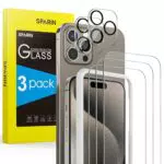 SPARIN Hartglas für iPhone 15 Pro 6, 1 Zoll, mit 3 Displayschutzfolien und 2 Rückseitenschutz