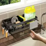 Spülbecken Organizer Schwarz, Spüle Organizer, Kitchen Sink Organizer mit Ablaufwanne