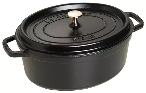 Gusseisen Bräter Oval 33 cm - Aromaregen Funktion - Für alle Herdarten - Grenadine