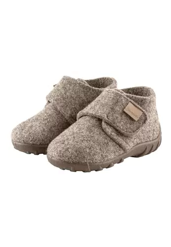Sterntaler Hausschuhe uni - Unisex Wollfilz Hüttenschuhe mit rutschfester Sohle