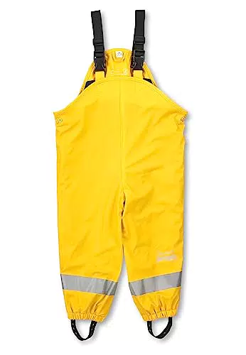 Sterntaler Regenhose gefüttert uni - Kinder Regenhose wasserdicht - Unisex Matsch- und Buddelhose mit verschweißten Nähten und elastischen Hosenträgern - Regenbekleidung warm - mattgelb